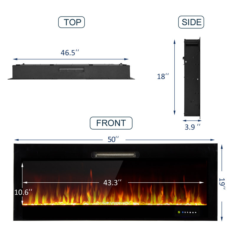 Ebern Designs Paynesville Recessed Wall Mounted Electric Fireplace